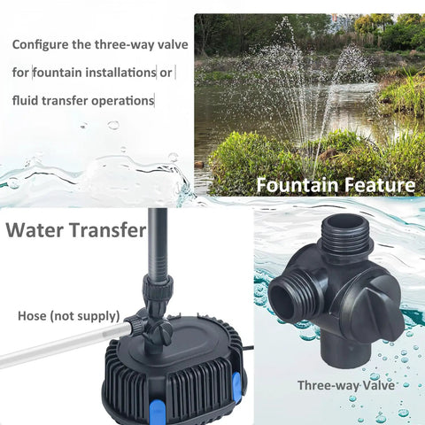 All In One Pond Filter With Pump And Fountain Kit For Outdoor Ponds, Submersible Pond Pump, three water patterns, 400 GPH 110V