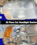 Before and after using Car Headlight Restoration Kit With 3 Inch Lens Polishing Discs And Buffing Pads For Drill 30 Piece Restorer Set.