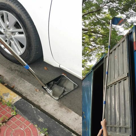 Under Vehicle Inspection Mirror With Three Quarter Inch Extendable Threaded Poles Beefy Build For Large Under Car Search