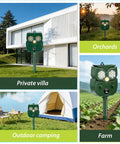 Solar Owl Motion Sensor Deterrent With Ultrasonic Sound And LED Flash Alerts For Outdoor Use Protect Your Garden Yard Patio And Perimeter From Pests Easy Setup Motion Activated Safe For Pets in villa, orchard, camping and farm
