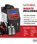 Power Pro Duo LiPo Battery Charger With LCD Screen Beefy Dual 80W Ports and included accessories