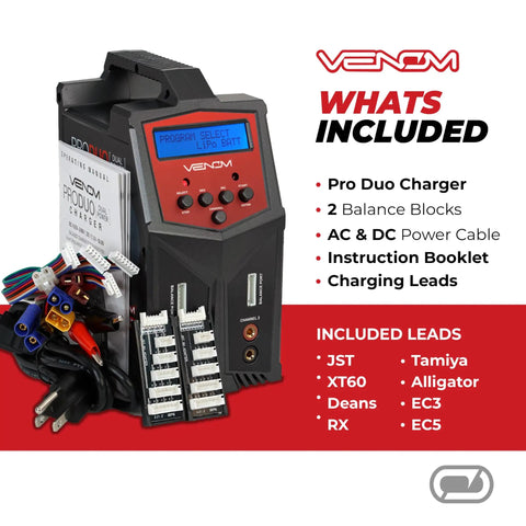 Power Pro Duo LiPo Battery Charger With LCD Screen Beefy Dual 80W Ports and included accessories