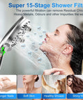 Filter Handheld Shower Head For Residual Chlorine Removal 10 Spray Modes Massage Showerhead With Large 79 Inch Hose