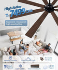 72 Inch Ceiling Fan With Lights And Remote Dual Sided Reversible Blades Quiet DC Motor Damp Rated For Indoor Or Outdoor Use