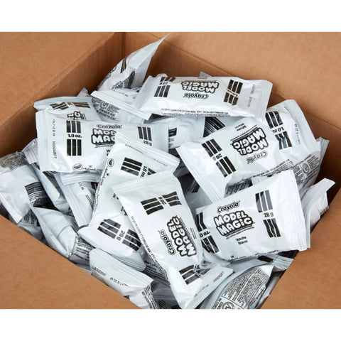 Box of 75 Crayola Model Magic White Air Dry Clay 1oz pouches for Kids Classroom Arts And Crafts Projects, Bulk Teacher Supplies