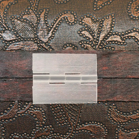 10 Pack Self Adhesive Acrylic Hinges 45x34mm Flush Cabinet Doors Clear Hinge on textured surface