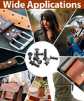 Hella Tough Chicago Screws Kit With 120 Sets Of Versatile Leather Rivets Includes Two Solid Install Tools for various DIY projects.
