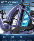500W Electric Tricycle For Adults With 20 Inch Fat Tire Folding Trike, Three Wheel Stability With Rear Differential, Front Suspension And Hydraulic Disc Brakes, Easy Ride For Beginners And Seniors. Purple frame with 48V 15Ah removable battery.