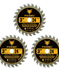 3 Inch Carbide Circular Saw Blades 24T For Wood Plastic PVC Acrylic Aluminum With Seven Sixteenth Inch Arbor And Three Eighths Inch Bushing 3 Pack