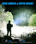 Person using Beast Bright LED Magnetic Flashlight With USB Type C Rechargeable Battery, illuminating forest scene