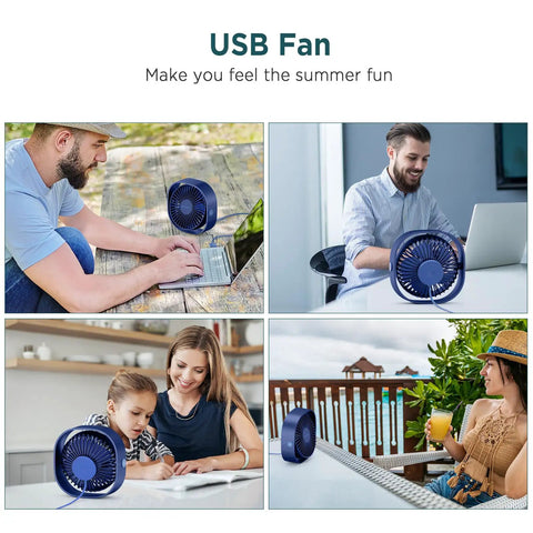 People using Go To Ultra Quiet USB Desk Fan With 360 Degree Rotatable Head 3 Speeds Ultra Portable Personal Table Fan