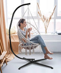 Heavy Duty Steel Hanging Chair Stand For Hammock Swing Chair Indoor Outdoor C Frame Stand With X-Shape Base Stand Only