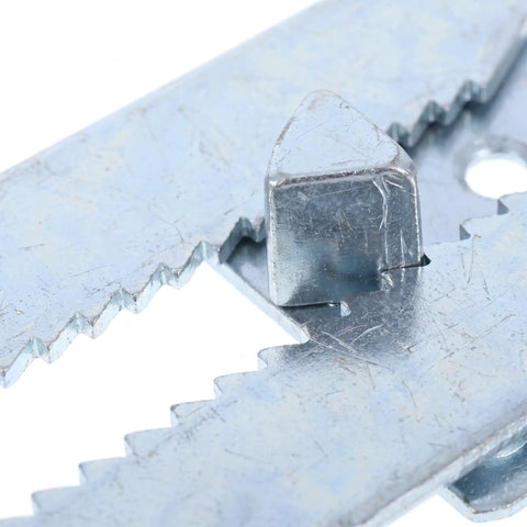 Close-up of Heavy Duty Sectional Sofa Connectors 4 Pack Interlocking Alligator Style Couch Couplers with metal teeth detail.