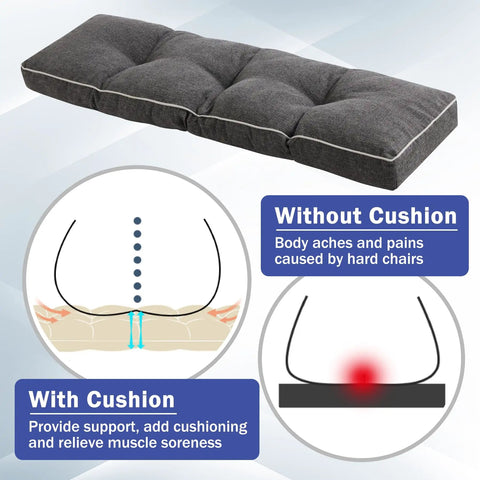 42 Inch By 16 Inch Bench Cushion With Durable Ties Cozy Memory Foam Comfort Non Slip Bottom For Indoor Outdoor Patio Seating Dark Grey illustration