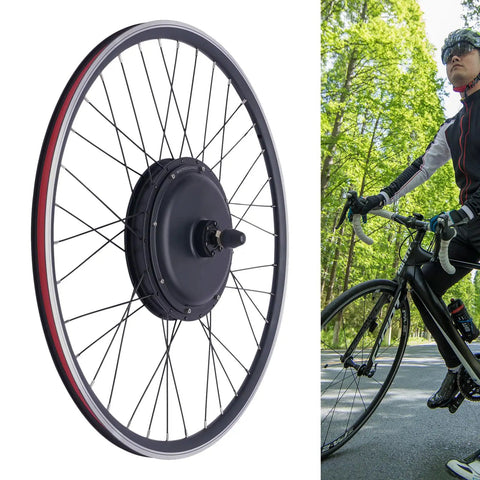 700C Front Wheel Electric Bike Conversion Kit 48V 1000W Hub Motor shown from side view, designed for quick ebike DIY upgrades.