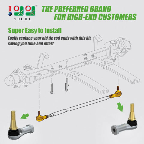 Golf Cart Tie Rod End Ball Joint Kit For TXT 2001 Up Electric And Gas 2 Piece, two silver tie rod ends