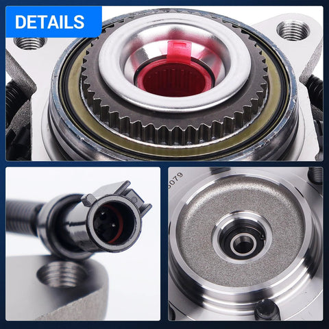 Beefy Front Wheel Bearing And Hub Assembly 515079 details for Ford F150 4WD 2005-2008, 6 Lug ABS Front Axle Set Of 2