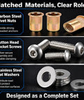 40-Piece 1/4-20 Rivet Nut and Bolt Hardware Kit with Carbon Steel Rivnuts, Stainless Steel Button Head Screws, Flat Washers