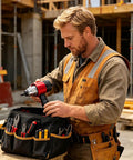 Worker using a Rivet Nut Adapter Kit For Cordless Drill, Quick-Change Blind Riveter Insert on a construction site