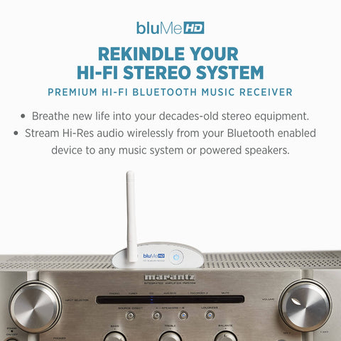 Long Range Bluetooth 5.3 Music Receiver With Audiophile DAC LDAC And AptX HD on stereo system setup.