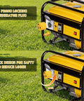 Campground Certified 30 Amp Generator Adapter Nema L5-30P Locking Male To Tt-30R Female RV Power Converter displayed on a generator.