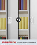 Comparison of Go-To Dual Paddle Rocker Decorator Light Switch For Homes And Offices installed beside bookshelf in compact space.