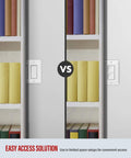 Double Paddle Rocker Decorator Switch Gloss White Clamp Type Wiring Copper Wires Only Single Pole Residential And Commercial Grade 15A 120 To 277VAC 5 Pack shown in a space-saving setup next to bookshelves.