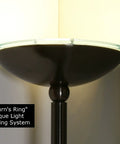 Top view of Saturn Ring Ocean Blue Diffusion LED Torchiere Floor Lamp With Reading Light highlighting the unique light diffusing system