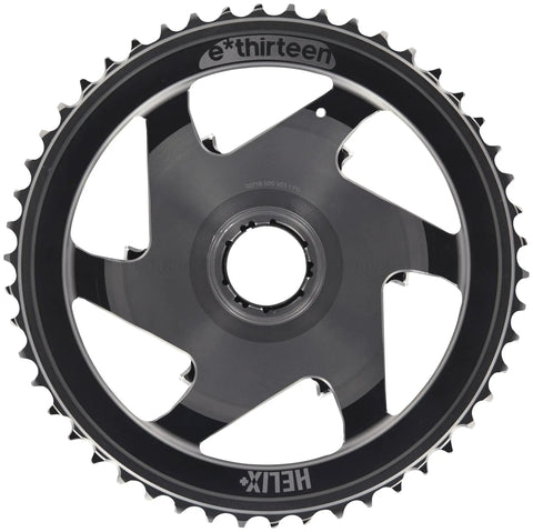Helix Plus 12 Speed Cassette 9 To 50 Tooth For SRAM Shimano And TRP Drivetrains A Two Piece Design With Replaceable Aluminum Cogs Lightweight Tough Upgrade For Mountain Bikes black cassette close-up