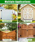 Multiple Applications showing Heavy Duty Six Point Five Inch Bolt On Gate Hinges With Bearings, 1000 Lb Capacity Anti Sag L Shaped Gate Hardware, Built Tough Powder Coated Black Carbon Steel Garden Fence Barn Farm Gate, Four Pack on garden, barn, farm, and fence gates