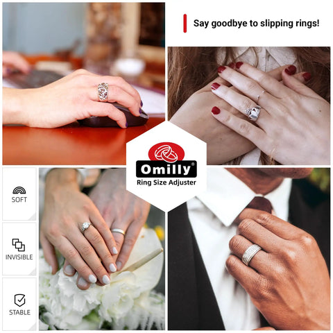 All In One Ring Size Adjuster Kit For Loose Rings With 60 Pack, showcasing metal guards and spacers in various ring styles
