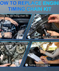 Steps to replace the BE8Z-6K254-A Timing Belt Kit With Water Pump For 1.6L Ford, including removal, installation, and testing process.