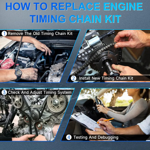Steps to replace the BE8Z-6K254-A Timing Belt Kit With Water Pump For 1.6L Ford, including removal, installation, and testing process.