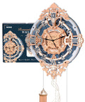 Dope 3D Wooden Clock Puzzle Kit For Adults And Teens DIY Wall Clock With Quartz Movement And Low Noise Pendulum Swing Real Wood Model Kit For Vintage Style Room Decor For Men And Women Home Office, front view