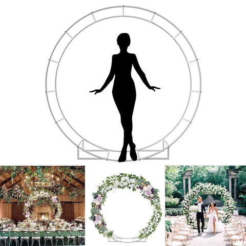 Sturdy Six Point Five Foot Round Metal Garden Arch For Indoor And Outdoor Parties With Ground Anchors Easy Assembly Support