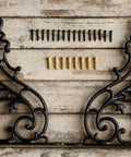 16 Inch Cast Iron Shelf Brackets 4 Pack Black Corbels with screws and anchors for heavy duty wall mounted support.