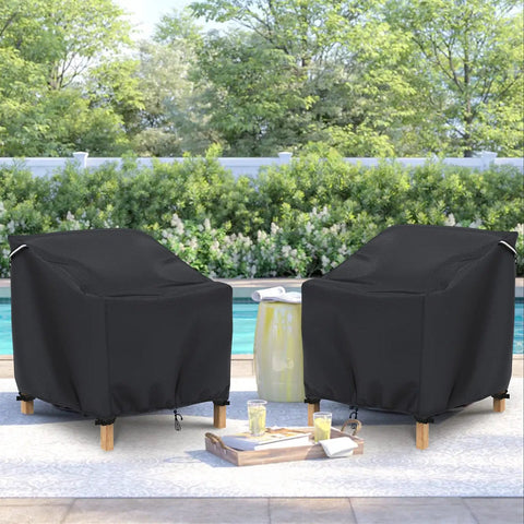 2 Pack Waterproof Patio Chair Covers For Outdoor Furniture Heavy Duty 600D All Weather Protection 32W X 37D X 36H Black