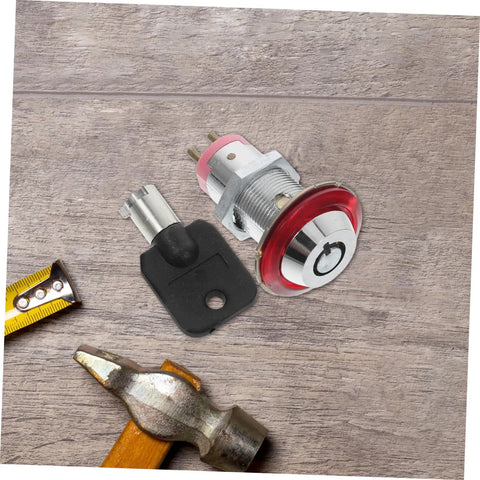 Solid Vending Machine Lock And Keys Replacement Kit For Drink Snack Soda Dispensers Plus Heavy Duty Keyed Cylinder Security Hardware For Game Room Arcades Metal Or Wooden Cabinets And Fences With Super Easy Install And Keep Your Gear Locked Down, chrome lock and key set with red ring