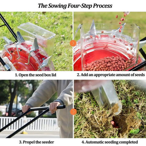 Manual Seeder For Easy And Efficient Sowing With Equidistant Quantitative Row Planting And A Rustproof Broadcast Spreader process steps