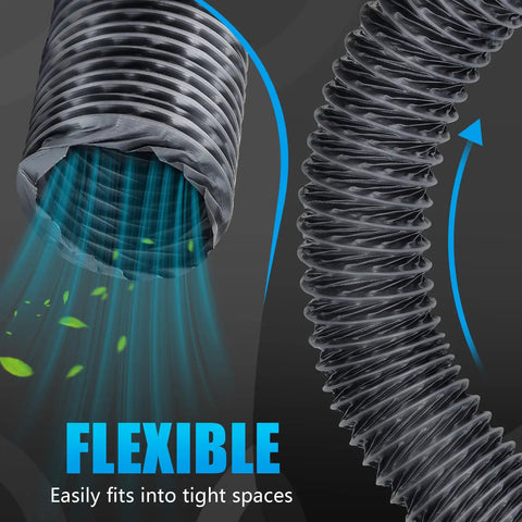Heavy Duty 3 Inch By 6 Ft Flexible Nylon Heater Vent Hose For 2KW 5KW 8KW Heaters showing flex and airflow
