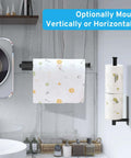 Under Cabinet Paper Towel Holder With Optional No Drill Self Adhesive Or Drill In Wall Mount Heavy Duty Stainless Steel SUS304 installed vertically and horizontally in kitchen setting