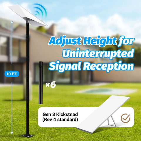 Gen 3 Satellite Dish Pole Mount Kit 10 Foot Ground Mount With Pipe Adapter in garden setting
