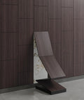 Slick 3D Black Oak Wood Slat Panels Peel And Stick Acoustic Foam Blocks on modern wall, showcasing elegant design and texture.