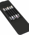 Zyklop Bit Socket Set With Holding Function, One Quarter Inch Drive, Five Piece, Non Impact Sockets in Compact Textile Box