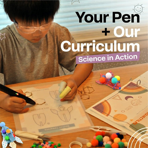 Child using Rocket Launcher STEM Kit For 3D Pens Not Included Hands-On Physics And Engineering Projects For Kids Ages 8 To 12.