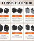 Variety of relays in the Go To Relay Bypass Switch And Tester Kit 9038 9036 9037 Replacements For Domestic GM BMW Audi Chrysler