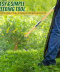 Stand Up Weed Puller Tool With Long Handle And 4 Claw Steel Head for easy garden weeding without bending or kneeling in use