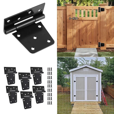 Beefed Up Heavy Duty Door Hinge Replacement Kit, 4 pcs, rust-resistant iron hinges for outdoor wooden gates and sheds