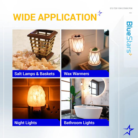 E12 T20 Salt Lamp Bulb 120V 15W Warm White 2700K Dimmable Brightens Any Space For Cozy Vibes Candelabra Base applications