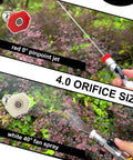 Garden Hose Shut Off Valve To Pressure Washer Adapter Three Quarter Inch GHT To One Quarter Inch Quick Connect Converts Water Hose Into Power Washer Nozzle Tips For Easy Car Washing And Driveway Cleaning, showing red 0° jet and white 40° spray nozzles.